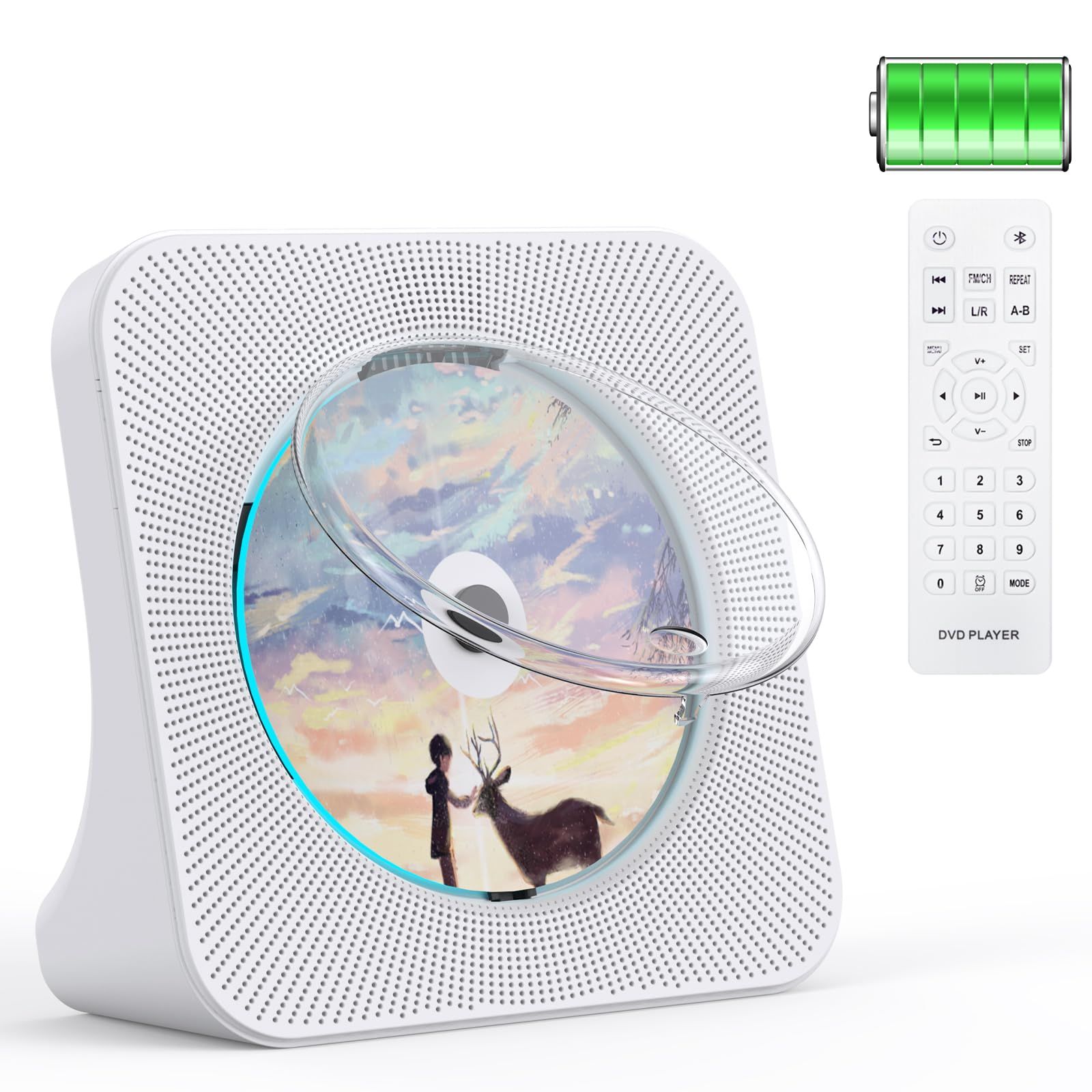 Gueray CDプレーヤー 卓上 Bluetooth送受信対応 充電可能 スピーカー内蔵 ポータブル cdplayer 多機能 USB再生 AUX入力 A-Bリピート 定時OFF機能 cdラジカセ ワイドFMラジオ cdラジオ プレイヤー 9f74d7e0