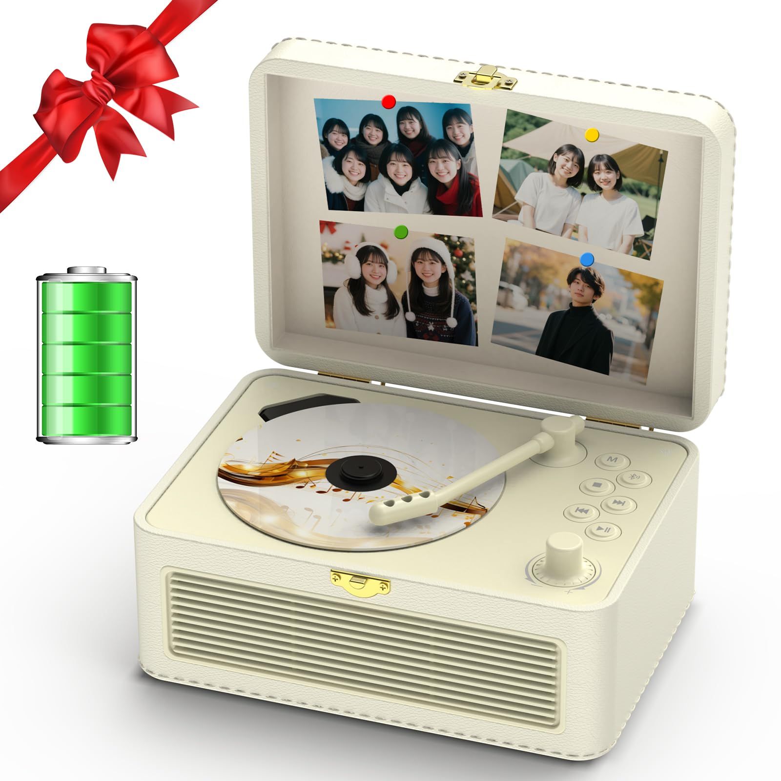 Gueray CDプレーヤー レトロ Bluetooth受信&送信 HiFIスピーカー内蔵 Gueray CDプレーヤー レトロ Bluetooth受信&送信 HiFIスピーカー内蔵