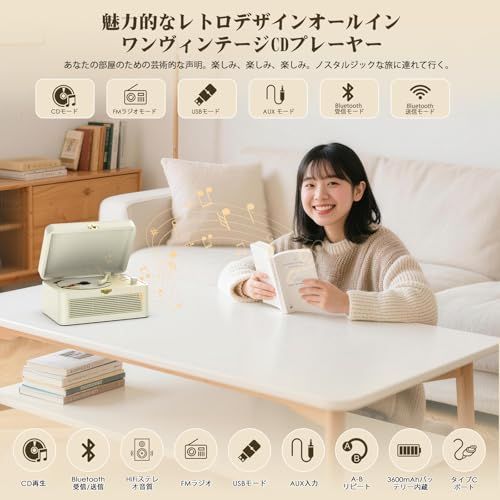 Gueray CDプレーヤー レトロ Bluetooth受信&送信 HiFIスピーカー内蔵 充電可能 ポータブル cd player USB再生 AUX入力 A-Bリピート機能 遠隔操作 FMラジオ CDラジカセ イヤホン対応 語学学習 音楽 daa0acda Gueray CDプレーヤー レトロ Bluetooth受信&送信 HiFIスピーカー内蔵 充電可能 ポータブル cd player USB再生 AUX入力 A-Bリピート機能 遠隔操作 FMラジオ CDラジカセ イヤホン対応 語学学習 音楽 daa0acda