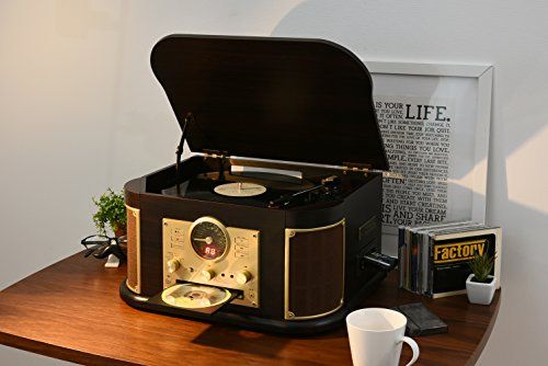 山善(YAMAZEN) キュリオム マルチレコードプレーヤー リモコン付き (CD/レコード/カセットテープ/AM FMラジオ/USB/SD) MRP-M100CR(DB)ts ebdbe17c