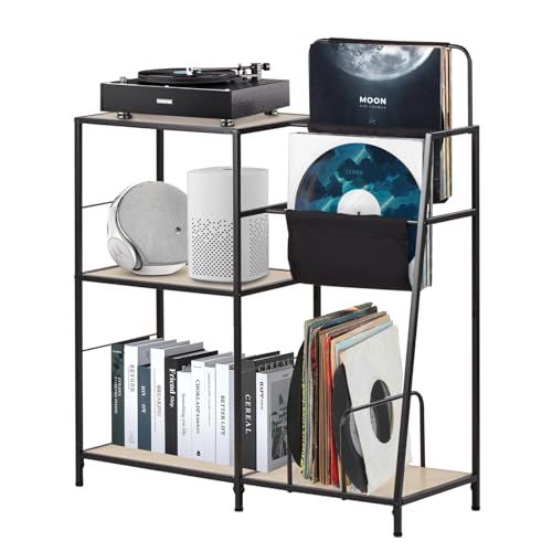 レコードラック マガジンラック cdラック レコード棚 レコード台 オープンシェルフ 幅80.7×奥行29.5×高さ95cm 収納ラック メディアラック レコードスタンド 棚 おしゃれ 大容量 CD/DVD 小物收? 木製 耐荷重 頑丈 シェ 4817f487
