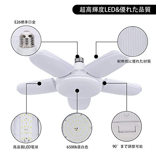 ガレージライト LED 100W 4個セット 工事用ライト 6500K 10000LM E26 ペンダントライト LED電球 昼白色 天井照明 ダイニング 折りたたみ式 高輝度 工事不要 角度調節可能 省エネts 3fcf9d2f