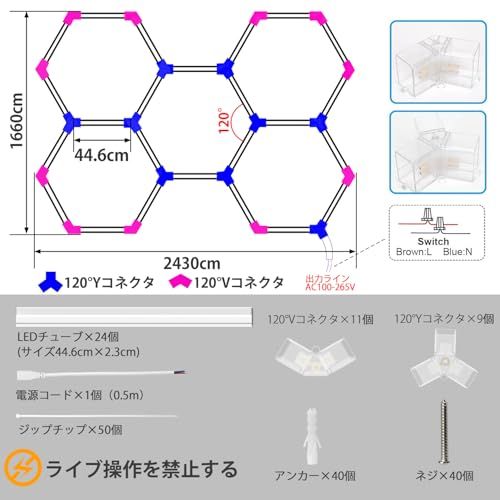 LEDガレージライト 六角形ガレージランプ ハニカムライト 192W 24960lm 6500K 5個ガレージ用六角形LEDライト 高輝度 DIYセット PCプラスチック製 洗車室、車のディテールガレージ、ワークショップ、地下室、ショールーム ff9110be