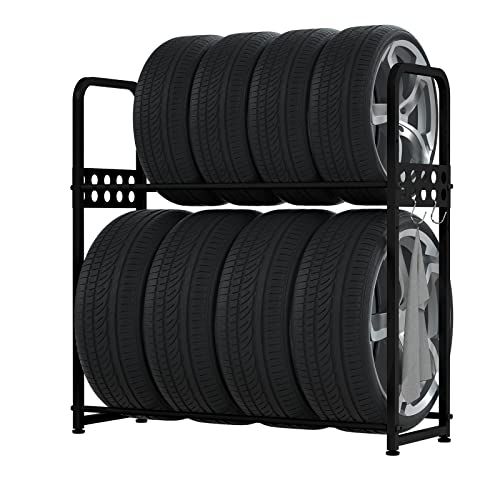 *安心の日本企業*MEICHEPRO タイヤラック タイヤスタンド 2段式タイヤラック 8本タイヤ収納 耐荷重300kg 幅105.5cm×奥行38cm×高さ106cm (ブラック)ts 2ecae6cb *安心の日本企業*MEICHEPRO タイヤラック タイヤスタンド 2段式タイヤラック 8本タイヤ収納 耐荷重300kg 幅105.5cm×奥行38cm×高さ106cm (ブラック)ts 2ecae6cb