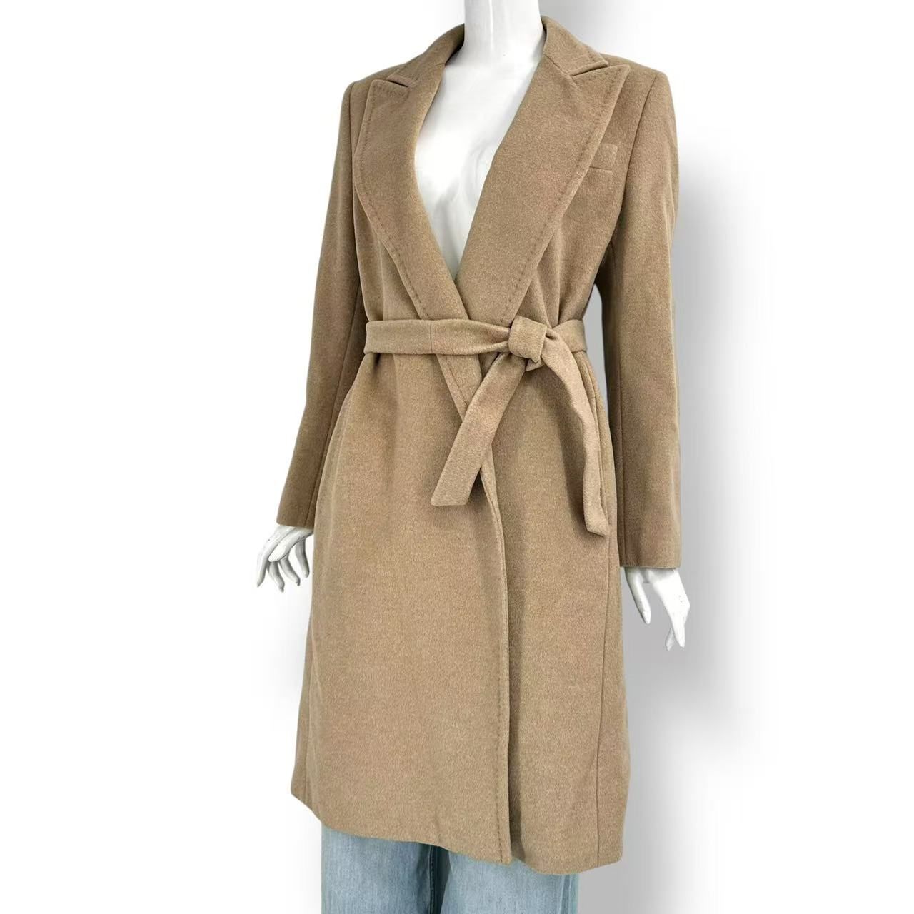 極美品 Max Mara マックスマーラ ウール ロング丈 ベルトラップコート