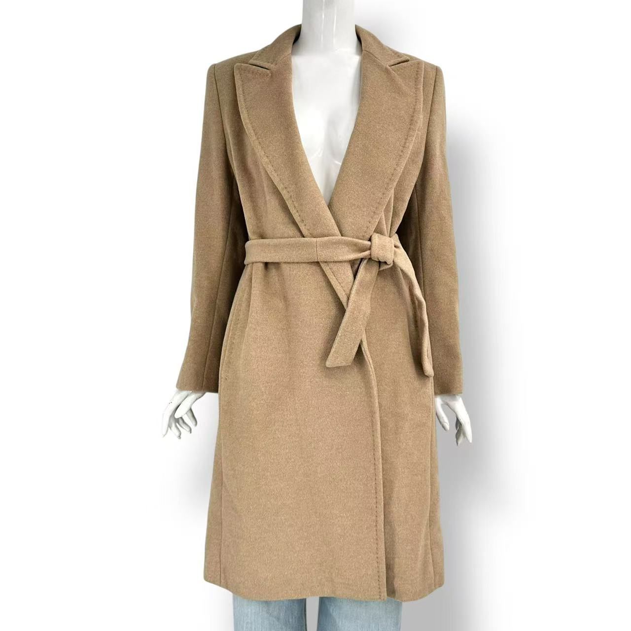 極美品 Max Mara マックスマーラ ウール ロング丈 ベルトラップコート