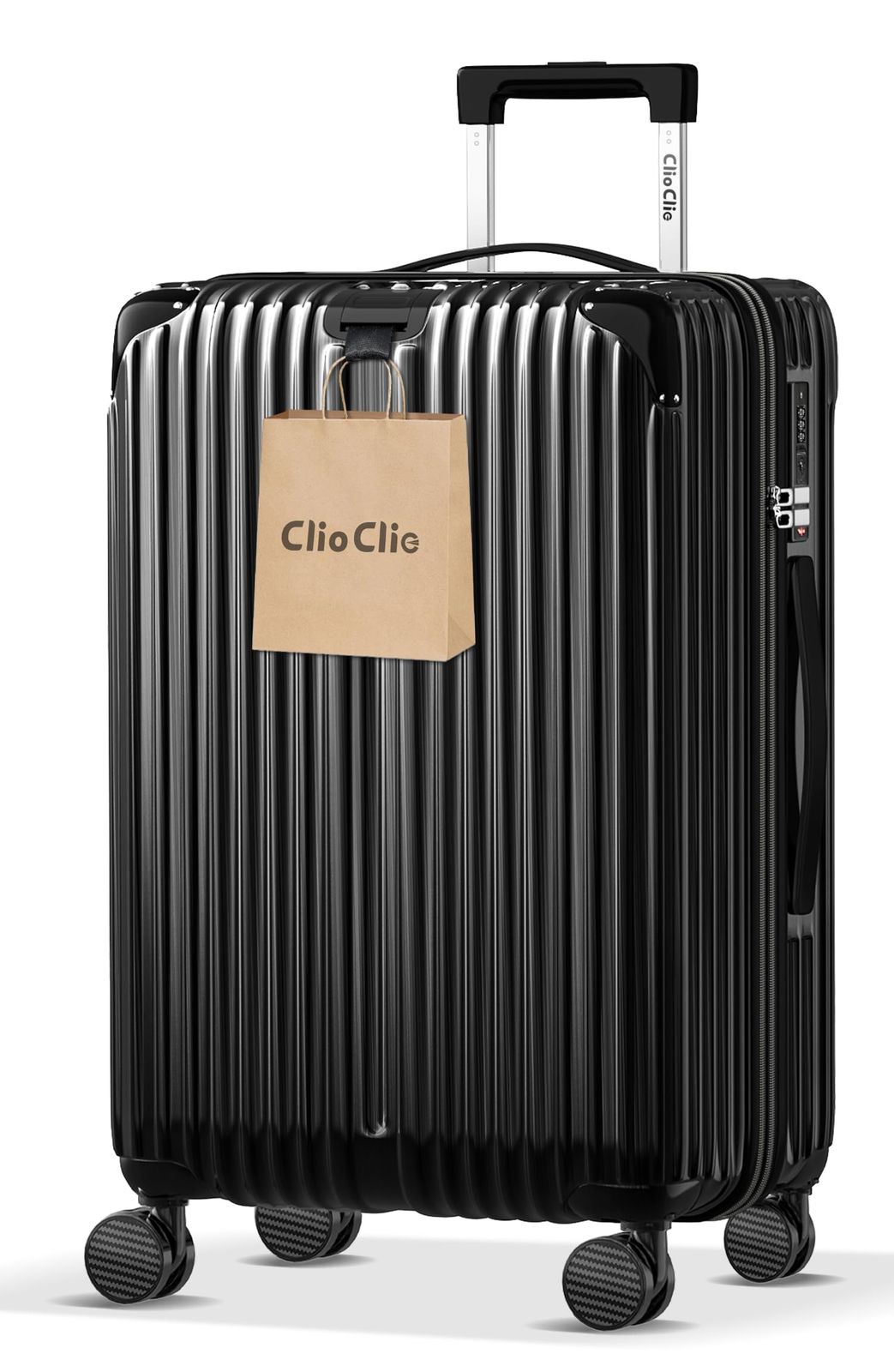 [ClioClio] スーツケース キャリーケース キャリーバッグ 拡張機能付 超軽量 静音 鏡面加工 【360度回転 取り外す可能】 ABS＋PC 耐衝撃 防盗ファスナー TSAローク搭載 旅行 ビジネス 出張 (ブラック, Mサイズ（4~7泊／65L 0