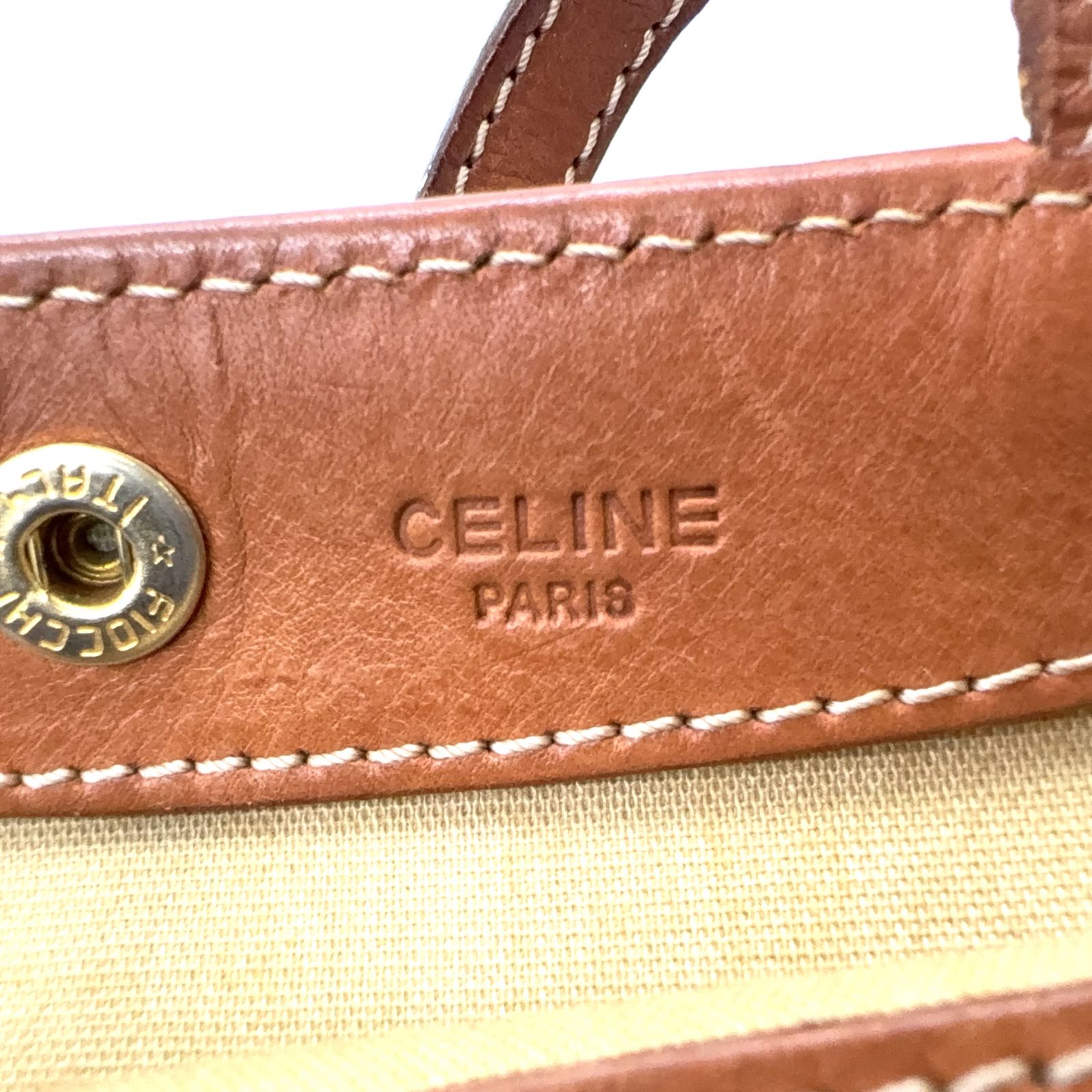 新着 CELINE マカダム柄ヴィンテージ レザー×PVC ベージュ×ライト