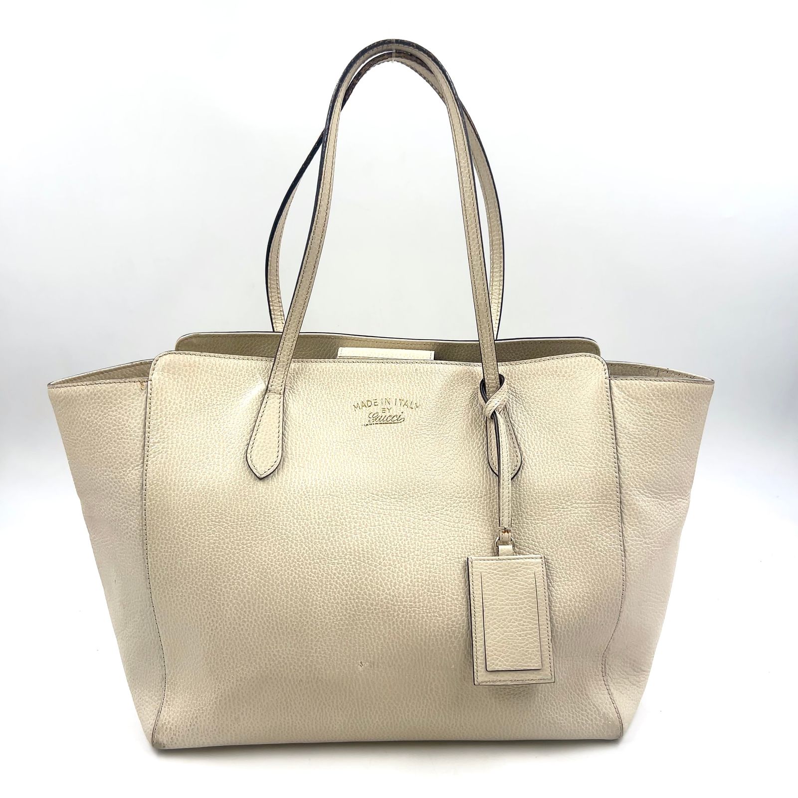 新着 GUCCI スウィング レザー アイボリー トートバッグ ゴールド 354397
