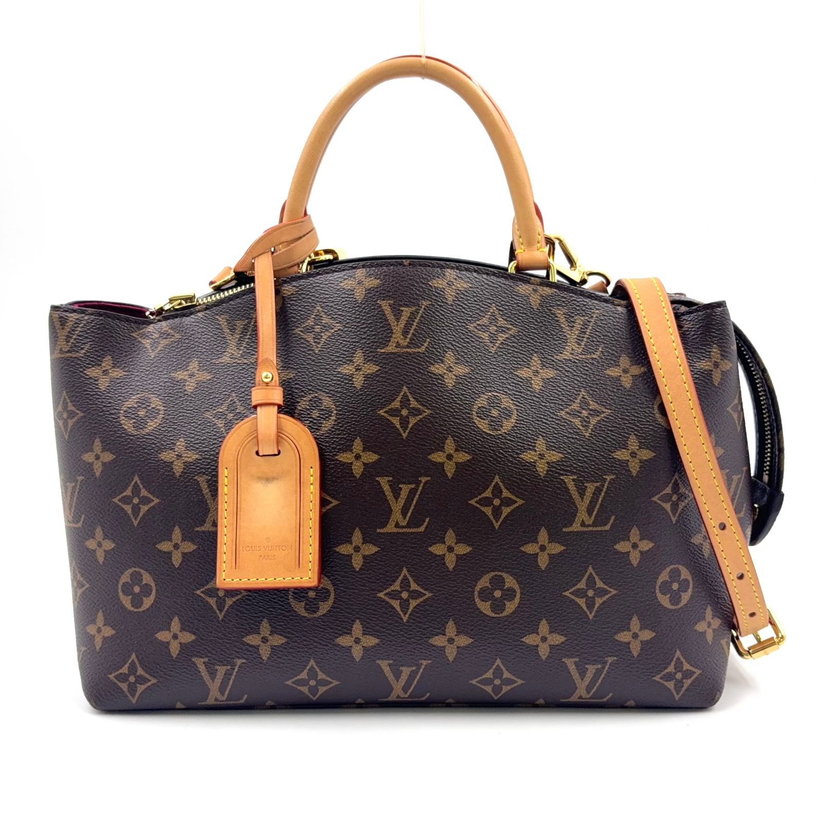 新着 LOUIS VUITTON プティ パレPM モノグラム モノグラム RFID対応 レザー×PVC ブラウン ハンドバッグ ゴールド M45900