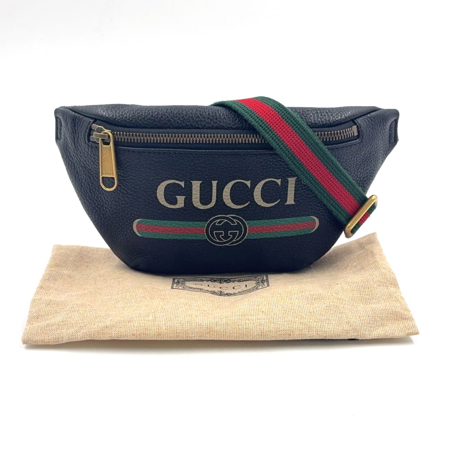 新着 GUCCI ロゴプリント スモール ベルトバッグ シェリーライン
