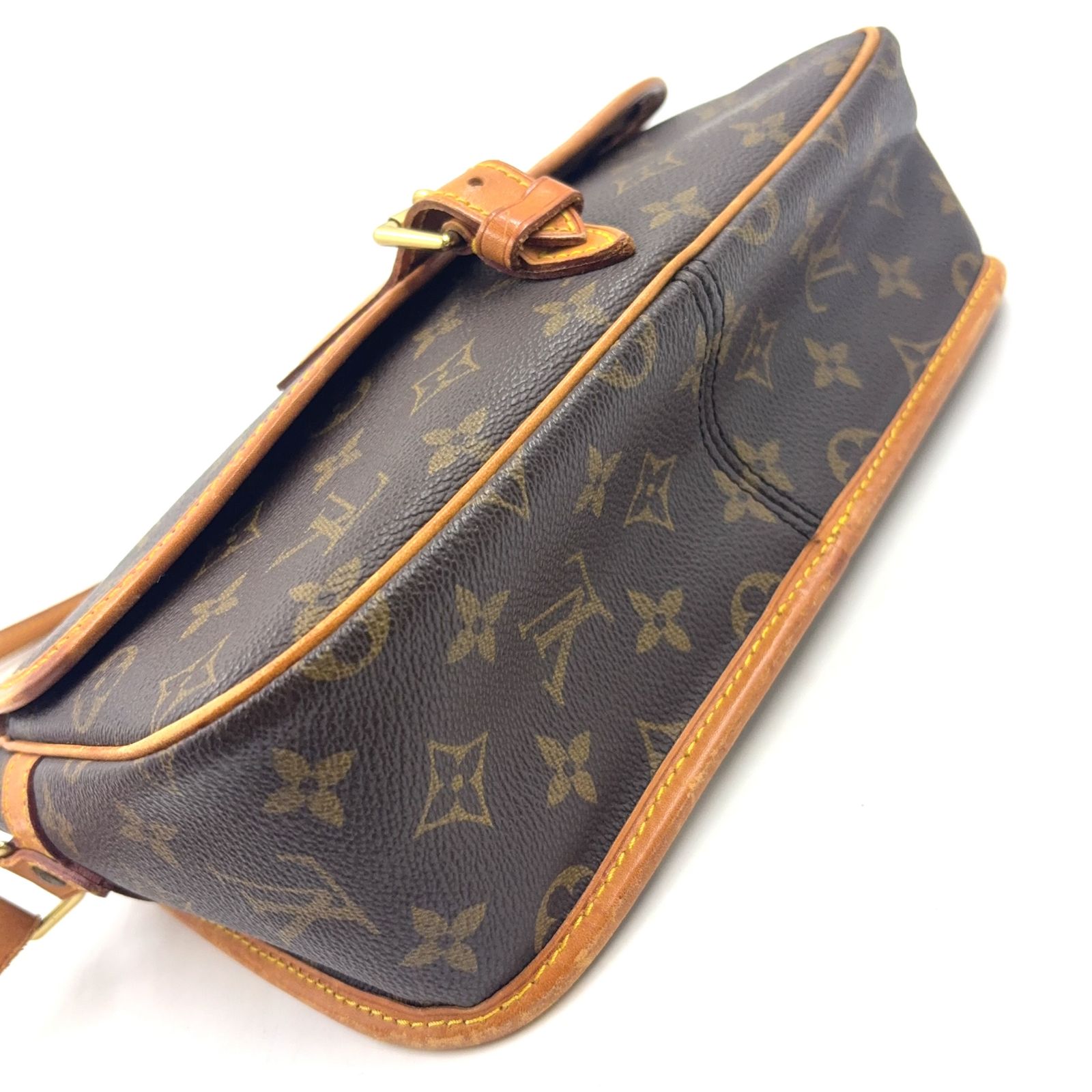 新着 LOUIS VUITTON ソローニュ モノグラム レザー×PVC ブラウン 