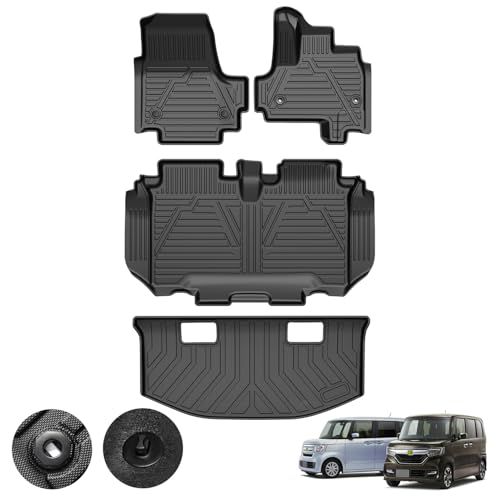 Kotesoto ホンダ 新型 N-BOX JF3 JF4 フロアマットセカンドトランクマットN-BOX JF3 JF4 カーマット フルセット エヌボックス JF3 JF4 ラゲッジマット TPE素材 JF3/4 カーゴマット 滑り止め 耐汚れ 防水 車 0