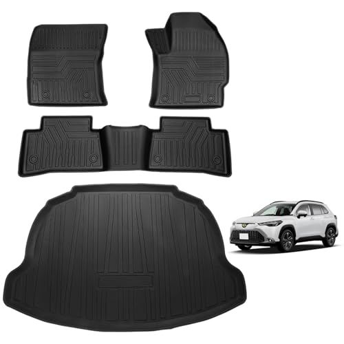 Jiooy トヨタ 新型カローラクロス 10系 フロアマット＋ラゲッジマット 4点セット COROLA CROSS 2WD専用 3D立体フロアマット 車用 カーマット 防水 滑り防止 トランクマット 耐汚れ TPE素材 0