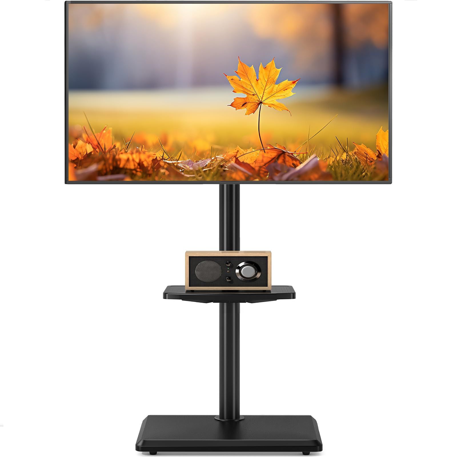 Rfiver テレビスタンド ハイタイプ tvスタンド 27~60インチ対応 壁寄せ テレビ台 VESA／横100～400 mm／縦100～400 mm 木製台座 耐荷重40 kg 高さ調整可能 左右回転35° 家用 会社用 ブラック 1