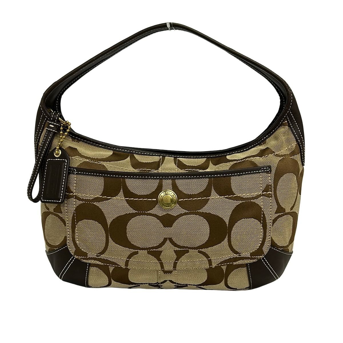 COACH(コーチ) ハンドバッグ シグネチャーホーボー 10764 カーキ×ダークブラウン レザー