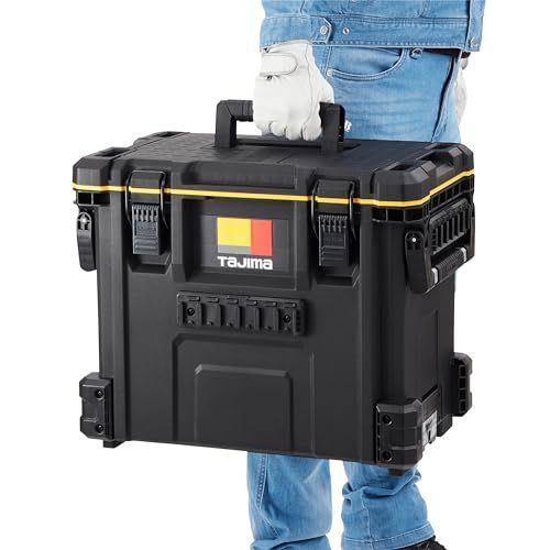 タジマ セフシステム セフツールボックス TB-TBOX 大容量仕様(最大積載量50kg) 内・外側にセフホルダー機能54個 重ねて置くだけで連結する荷崩れ防止仕様 セフ台車との連結も可能 高耐久設計のフタを採用(耐荷重100kg) 片手・両手持ちができるma タジマ セフシステム セフツールボックス TB-TBOX 大容量仕様(最大積載量50kg) 内・外側にセフホルダー機能54個 重ねて置くだけで連結する荷崩れ防止仕様 セフ台車との連結も可能 高耐久設計のフタを採用(耐荷重100kg) 片手・両手持ちができるma