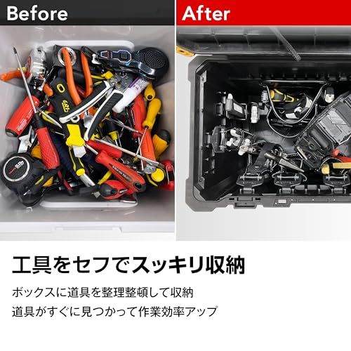 タジマ セフシステム セフツールボックス TB-TBOX 大容量仕様(最大積載量50kg) 内・外側にセフホルダー機能54個 重ねて置くだけで連結する荷崩れ防止仕様 セフ台車との連結も可能 高耐久設計のフタを採用(耐荷重100kg) 片手・両手持ちができるma タジマ セフシステム セフツールボックス TB-TBOX 大容量仕様(最大積載量50kg) 内・外側にセフホルダー機能54個 重ねて置くだけで連結する荷崩れ防止仕様 セフ台車との連結も可能 高耐久設計のフタを採用(耐荷重100kg) 片手・両手持ちができるma