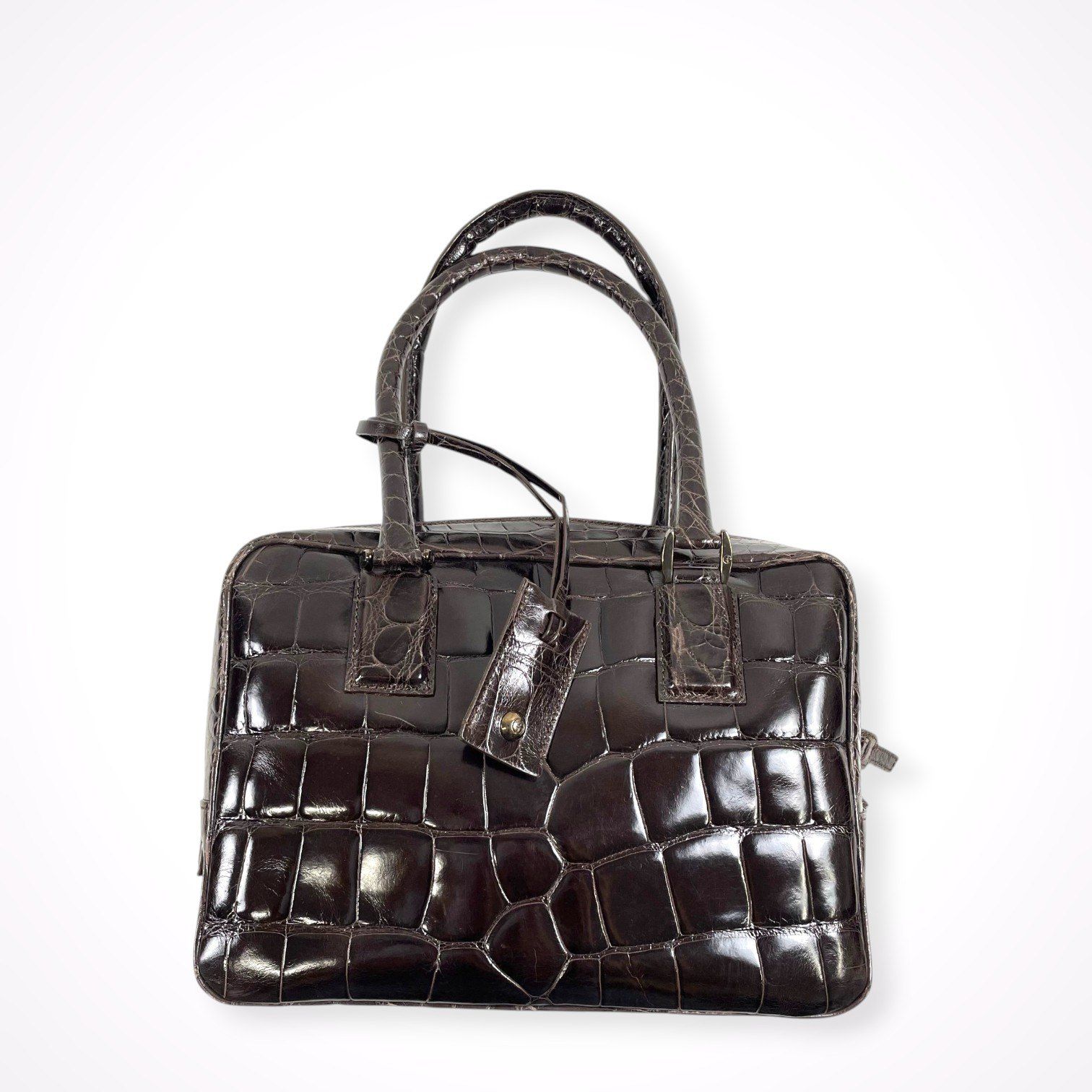 GIORGIO ARMANI / 90-00s ヴィンテージ クロコ型押しハンドバッグ 参考定価:400,000程度