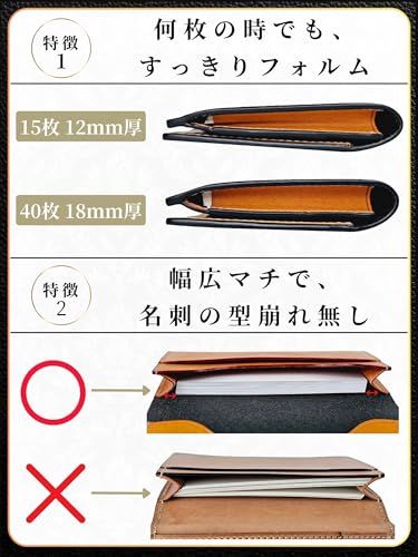[ファブリツィオ] 名刺入れ メンズ レディース めいしいれ 名刺ケース 高級 イタリアン レザー 薄型 おしゃれ 大容量 名刺いれ 男性 女性 本革 (ブラック)ｍａ
