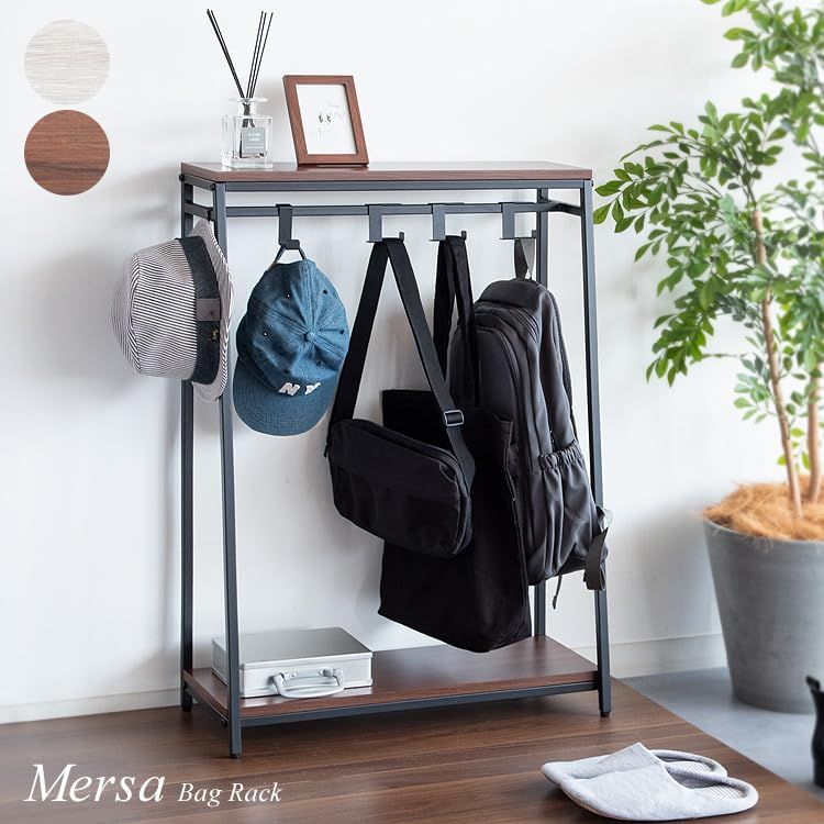 宮武製作所 バッグラック Mersa（メルサ）ホワイト 幅60×奥行き25×高さ85cm フック10本付 BHG-610_WHｍａ
