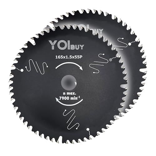YOIbuy 丸鋸刃 165mm 2枚入れ チップソー 165x1.5x55P 内径20mm 木工用 静音 造作用 フッ素樹脂コーディング YCSB-165-55ｍａ