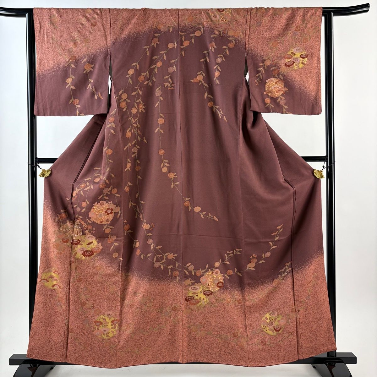 在庫一掃】 訪問着 身丈160cm 裄丈63cm S 袷 枝垂れ桜 花丸文 金銀彩