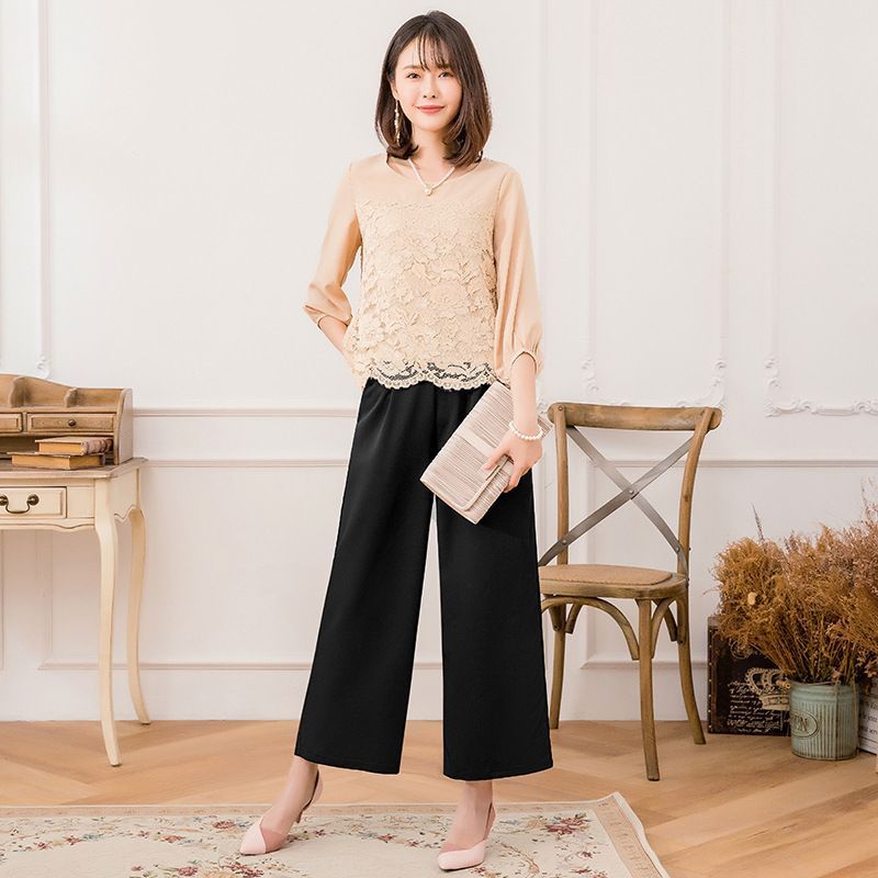 セットアップ パンツドレス ママスーツ 母 ママ 結婚式 パーティードレス トップス ワイドパンツ 大きいサイズ レディース フォーマル 春秋 上品 エレガント レディース #fstzo