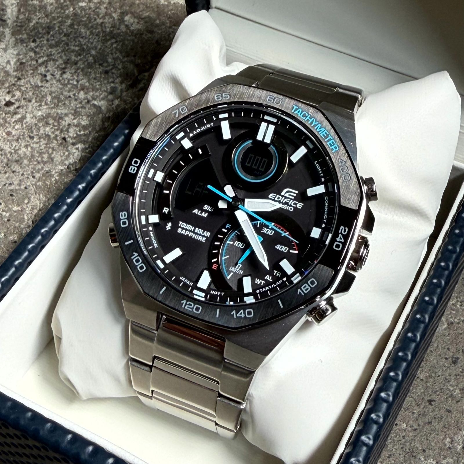 CASIO EDIFICE ECB-950YDB-1AJF アナデジ タフソーラー モバイルリンク機能 シルバー カシオ エディフィス 腕時計 ECB-900 Series 予備コマ付き 保証書付き
