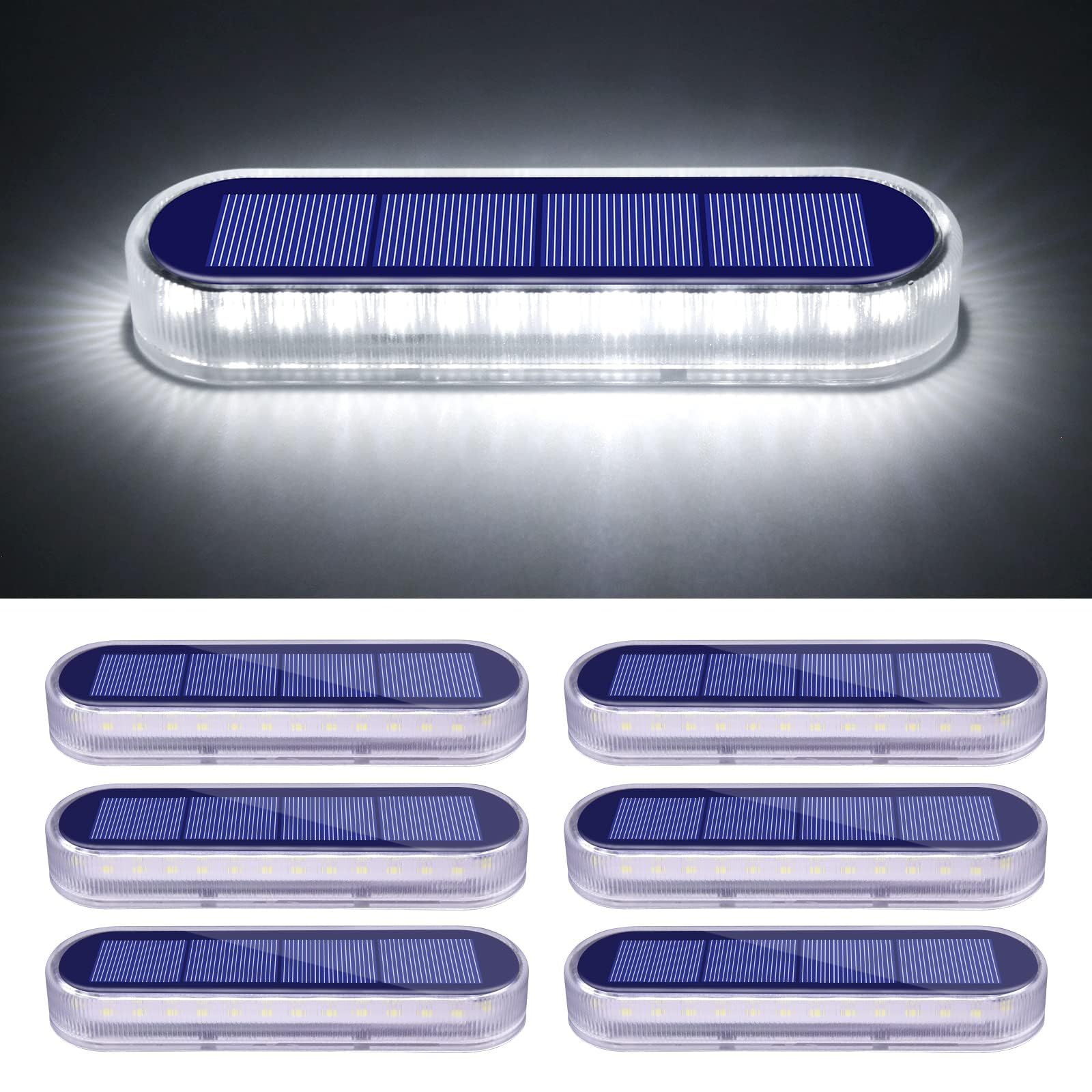 YiLaie ソーラーライト 屋外 IP68防水 ガーデンライト 置き型 明るい 庭 ライト自動点灯 小型 取付簡単 庭 階段 通路 バックヤード 玄関等に適用(6個／昼光色) 0