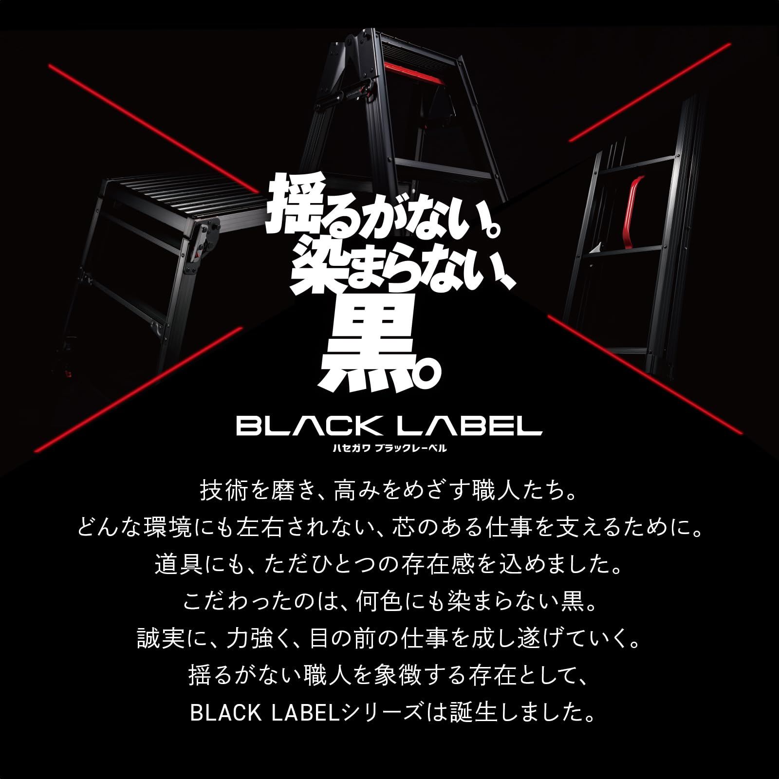 長谷川工業(Hasegawa) BLACK LABEL 伸縮式はしご兼用脚立(ワンタッチバー付) RYZB-09a 3段 (0.72~1.03m) (10908) 0