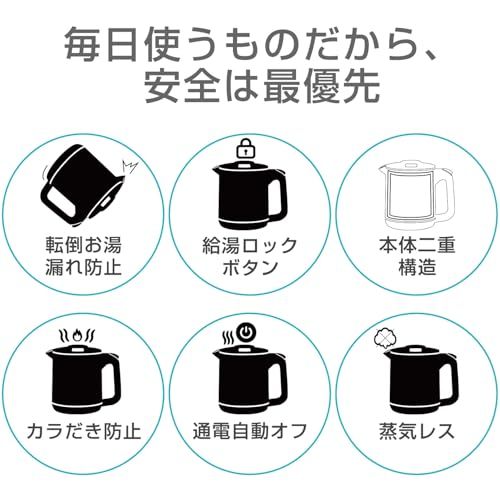 タイガー魔法瓶(TIGER) 電気ケトル 湯沸かし 1.0L 転倒お湯漏れ防止 カラ炊き防止 蒸気レス ホワイト PCJ-A102WA 0