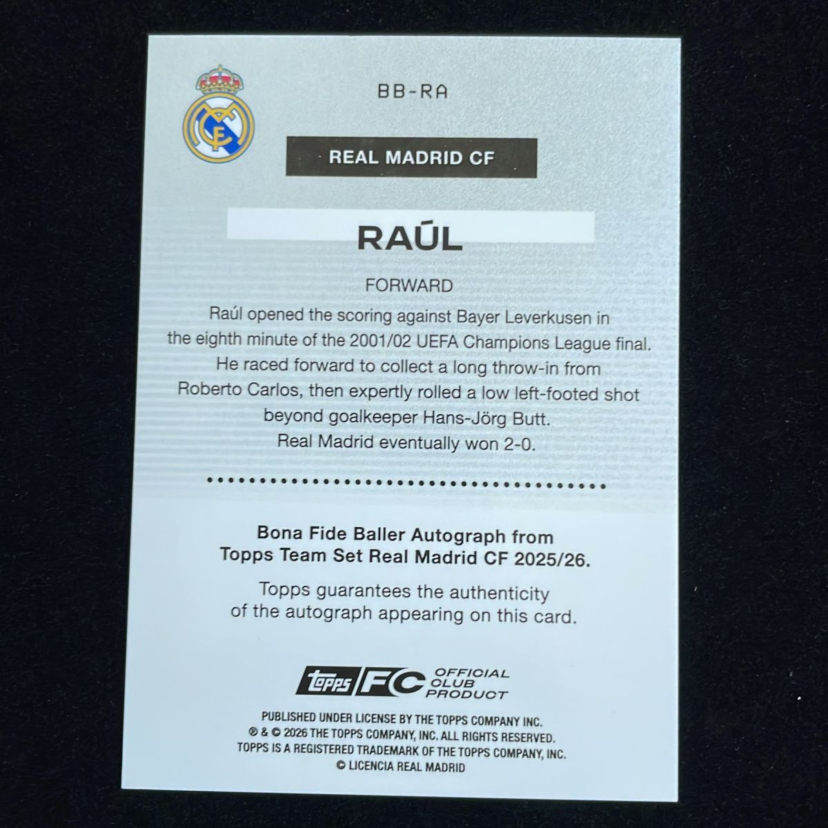 Raul ラウル・ゴンサレス Topps Team Set 2025-26 /199 Auto サイン