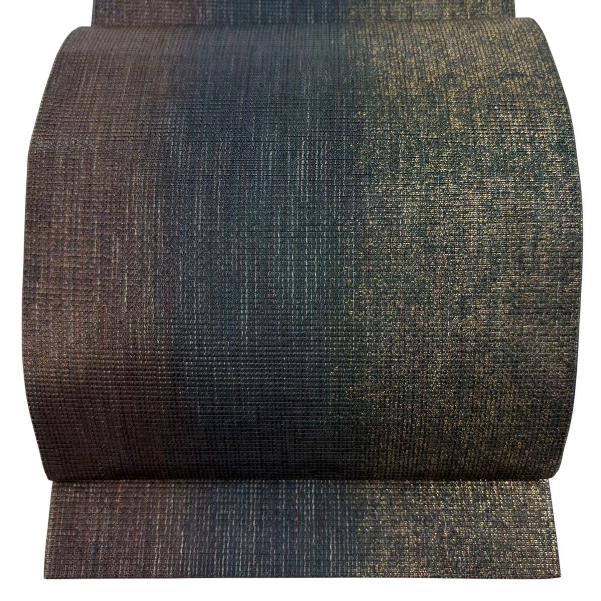 在庫一掃】 【美品】 袋帯 逸品 中村乃武夫 落款 縦縞 箔 灰緑 六通