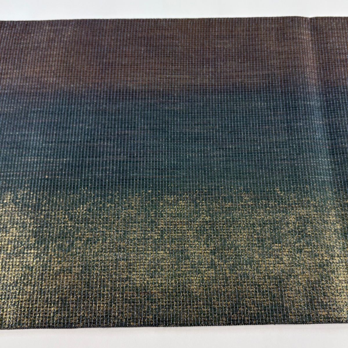 専用帯6322 ●中村乃武夫 高級 正絹 六通 袋帯 在庫一掃】 【美品】 袋帯 逸品 中村乃武夫 落款 縦縞 箔 灰緑 六通
