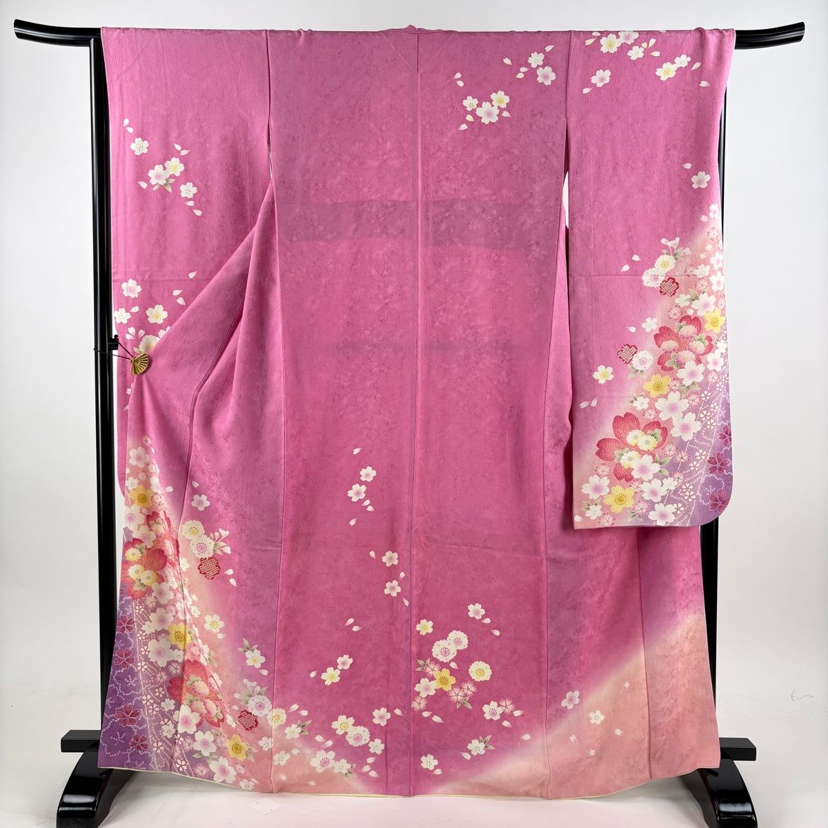 在庫一掃】 振袖 身丈166.5cm 裄丈66cm M 袷 桜 鹿子柄 金彩 ぼかし