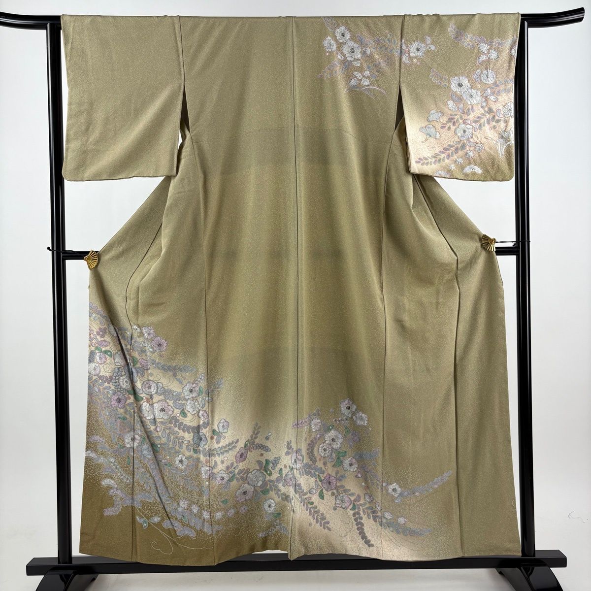 在庫一掃】 訪問着 身丈156.5cm 裄丈65cm M 袷 辻が花柄 金彩 絞り
