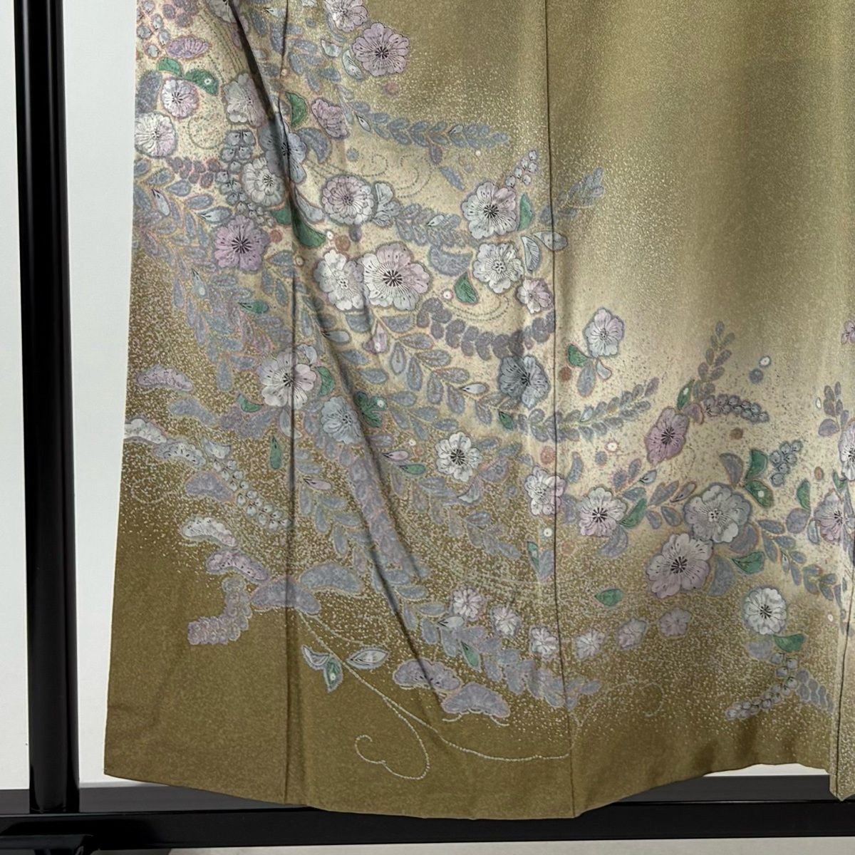 在庫一掃】 訪問着 身丈156.5cm 裄丈65cm M 袷 辻が花柄 金彩 絞り