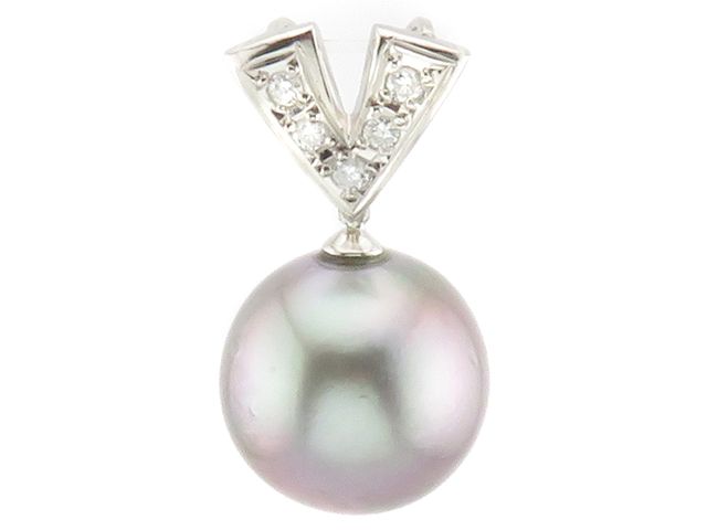 JEWELRY　ジュエリー　ペンダントトップ　PT900　プラチナ　ブラックパール　ダイヤモンド0.16ct　約6.5ｇ　21482000076【中古】【207】