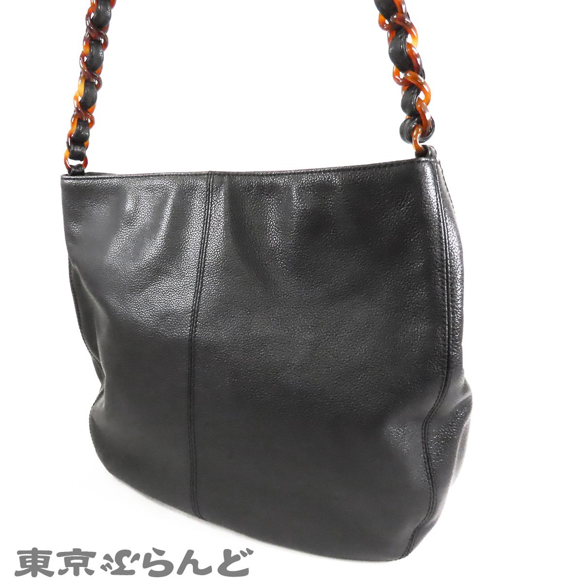 シャネル CHANEL プラスチックチェーンバッグ ブラック 黒 ブロンズ 