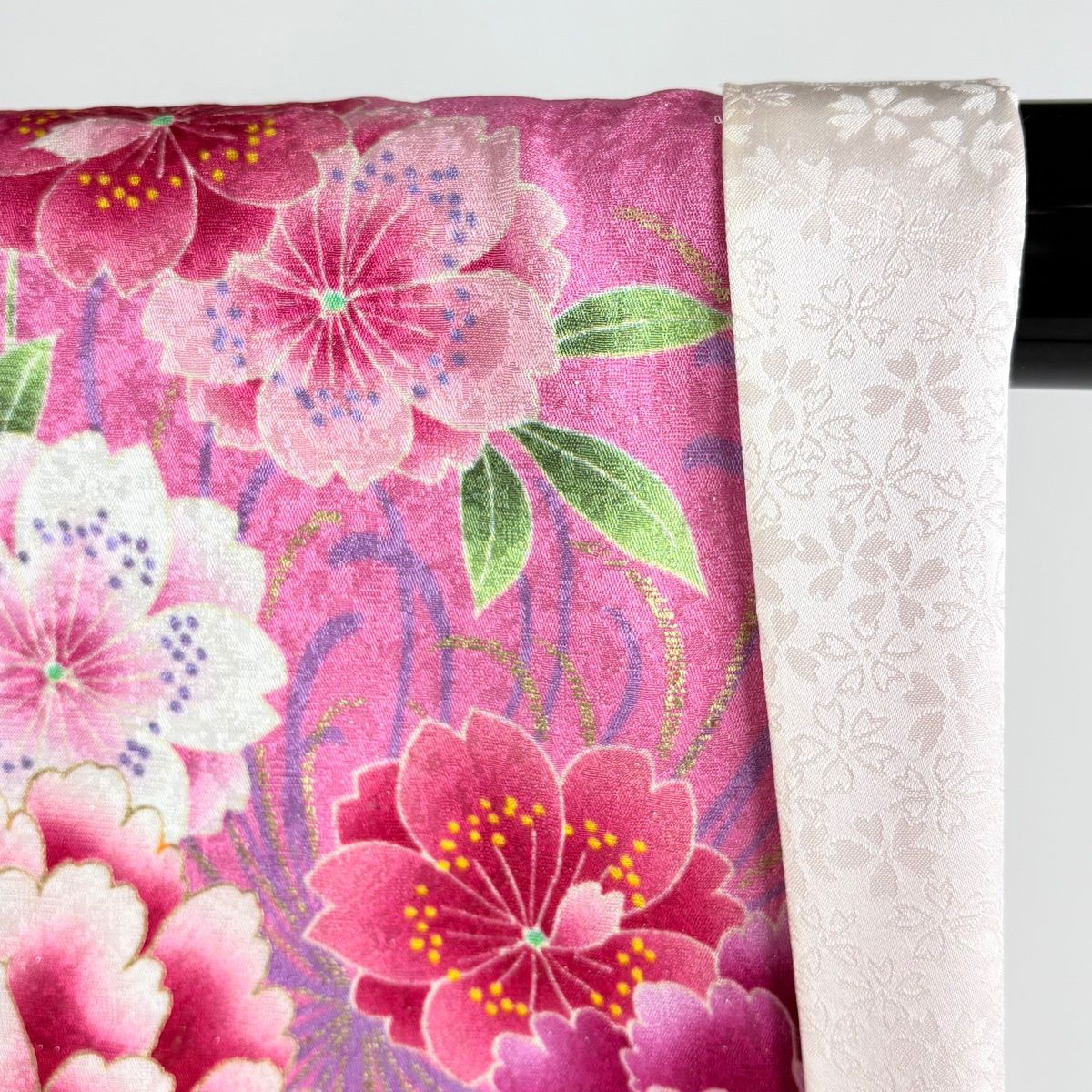 在庫一掃】 【美品】 振袖 身丈168cm 裄丈75cm L 袷 草花 枝垂れ桜 銀