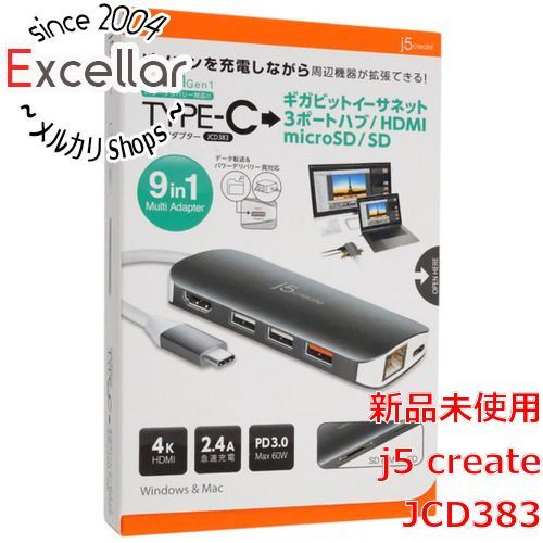 [bn:12] j5 create　USB Type-C 9 in 1 マルチアダプター JCD383