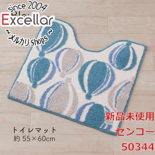 [bn:12] 【新品(開封のみ)】 センコー　トイレマット S.D.S Fika(フィーカ)気球柄 北欧テイストのトイレタリー バルーン 約55×60cm　50344　ブルー