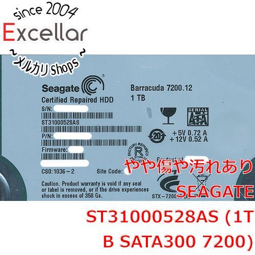 [bn:14] SEAGATE製HDD　ST31000528AS　1TB SATA300 7200　500～1000時間以内