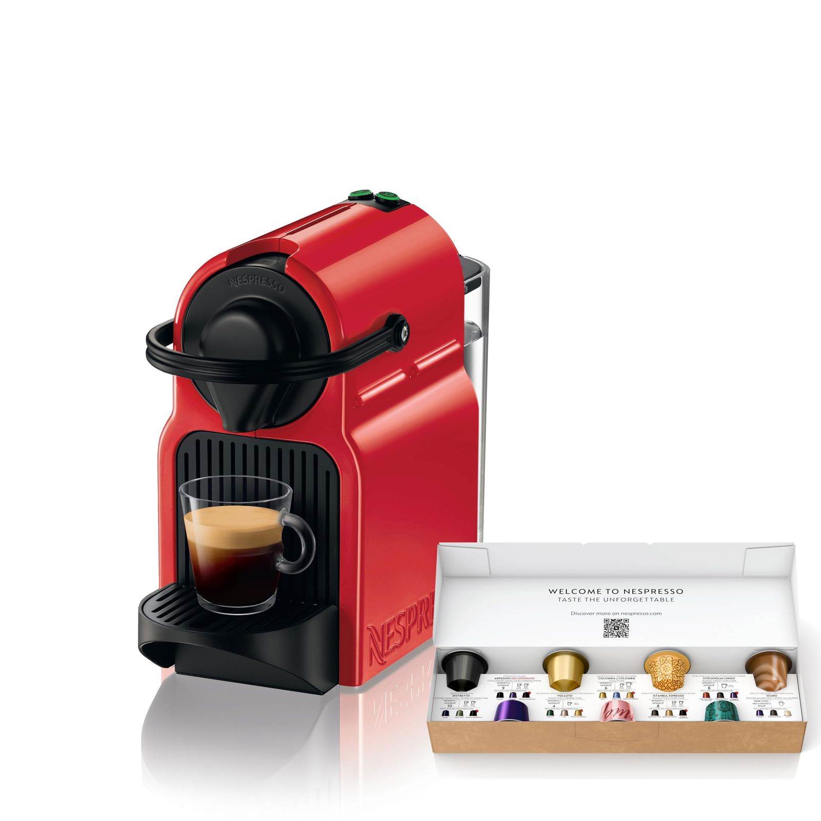 【新品】ネスプレッソ カプセル式コーヒーメーカー イニッシア ルビーレッド 水タンク容量0.6L コンパクト 軽量 C40-RE-W 92770174