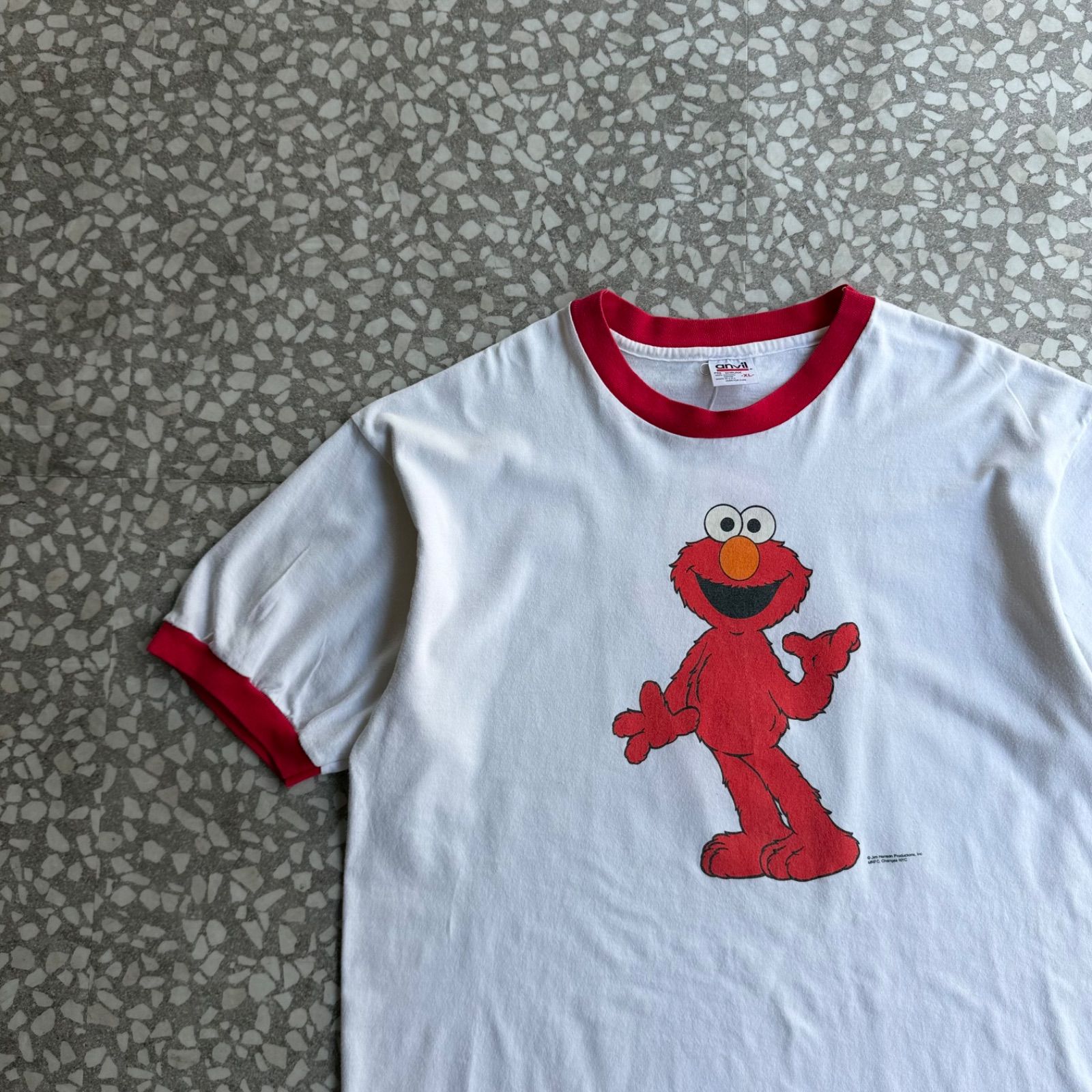 anvil / 90’s usa製 Elmo ringer T-shirt size XL アンビル リンガーTシャツ エルモ ストリート ユニセックス セサミストリート オーバーサイズ 両面プリント 白 半袖