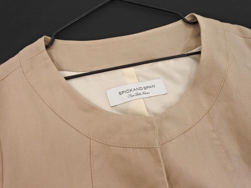 Spick & Span スピック＆スパン リネン混 ノーカラー ジャケット