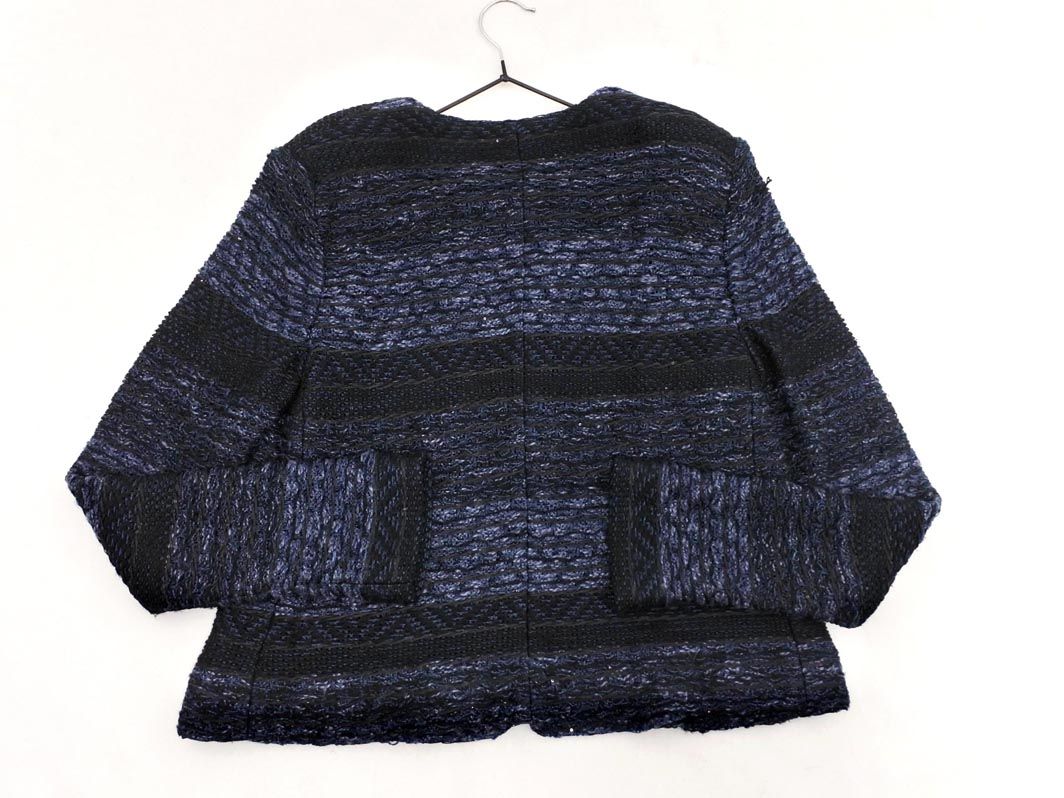 theory luxe セオリーリュクス リネン混 ボーダー ノーカラー