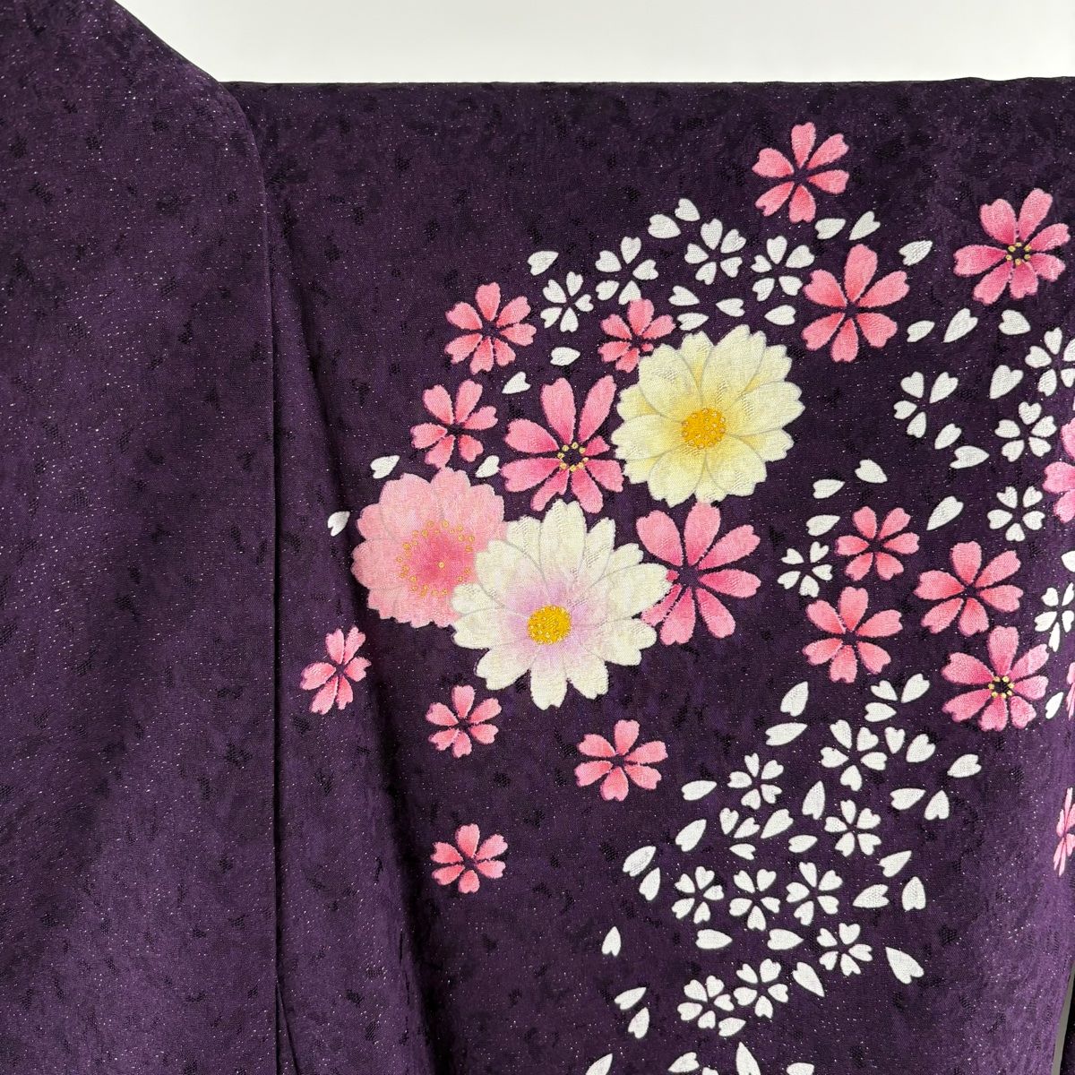 在庫一掃】 【美品】 振袖 身丈166.5cm 裄丈69cm L 袷 桜 熨斗 銀通し