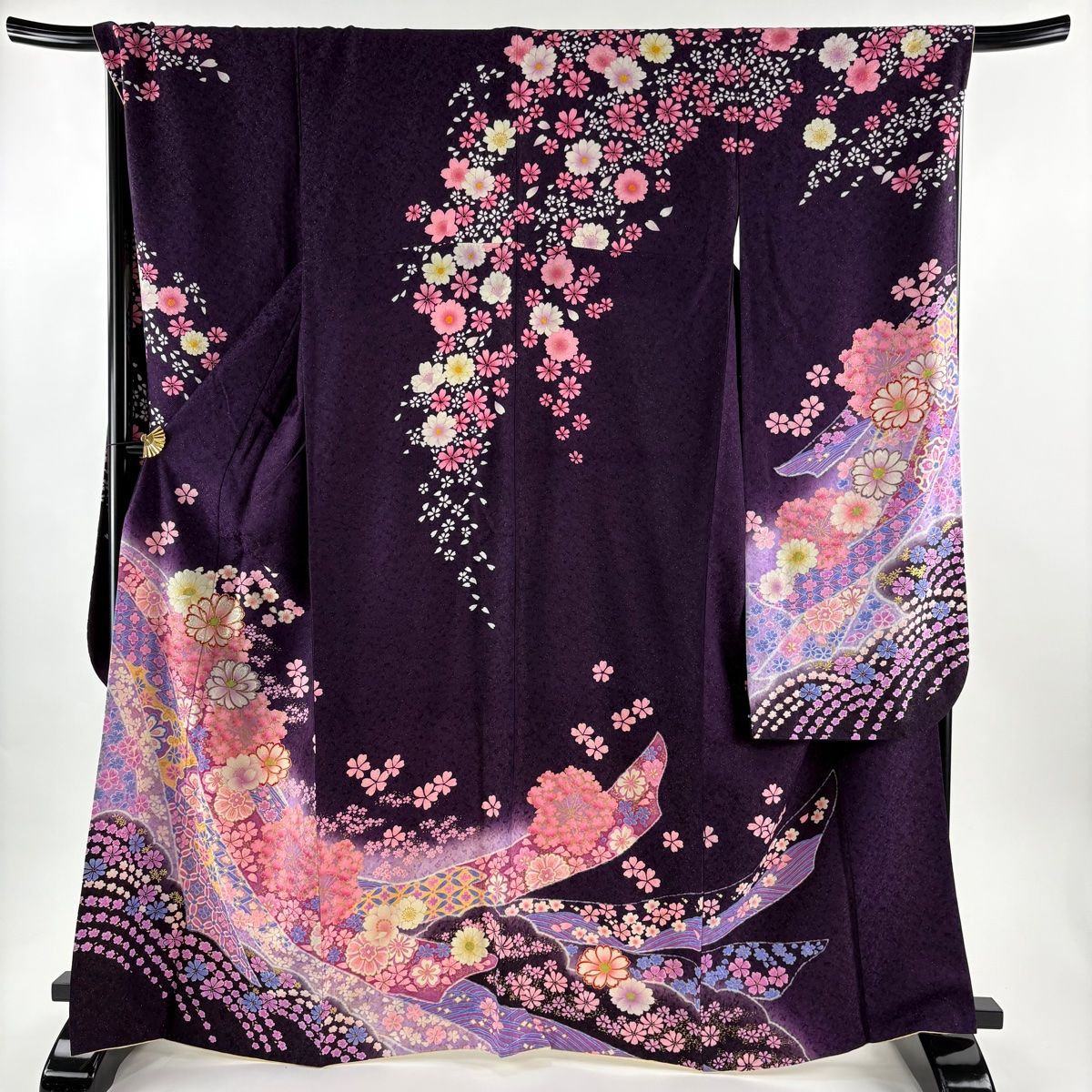 在庫一掃】 【美品】 振袖 身丈166.5cm 裄丈69cm L 袷 桜 熨斗 銀通し